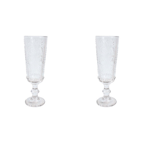 2PK LVD Stemmed 19cm Champagne Flute Glass Drinking Cup - Clear