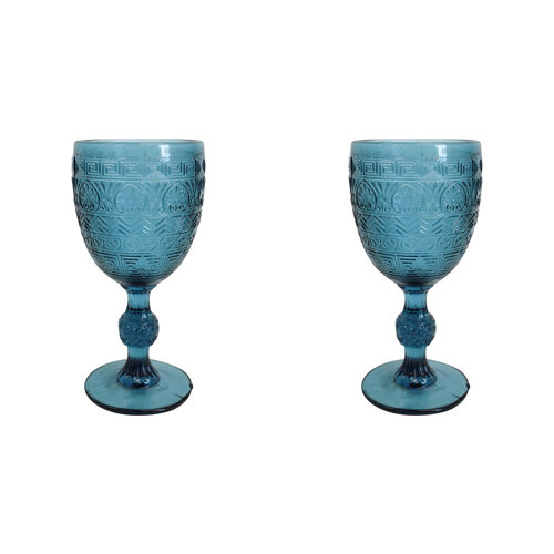 2PK LVD Stemmed Hamptons Festive Royal 17cm Red Wine Glass - Blue