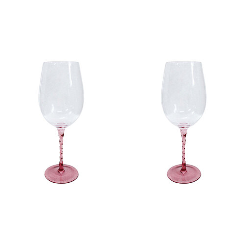 2PK LVD Stemmed Clear 24.5cm Red Wine Glass - Pretty In Pink