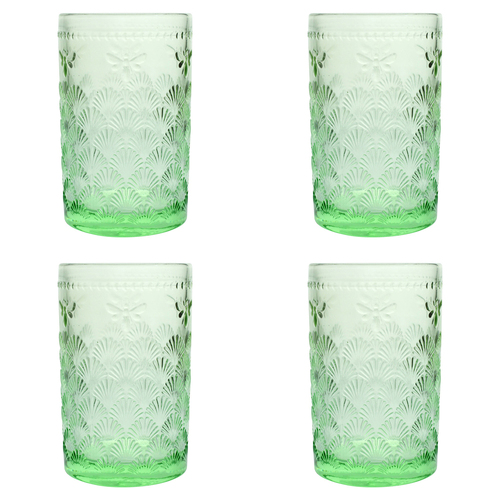 4PK LVD Bee 12cm Glass Tumbler Drink Glassware Cup - Soft Green