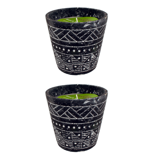 2PK Dragonfly Black Terracotta Citronella 13cm Wax Candle