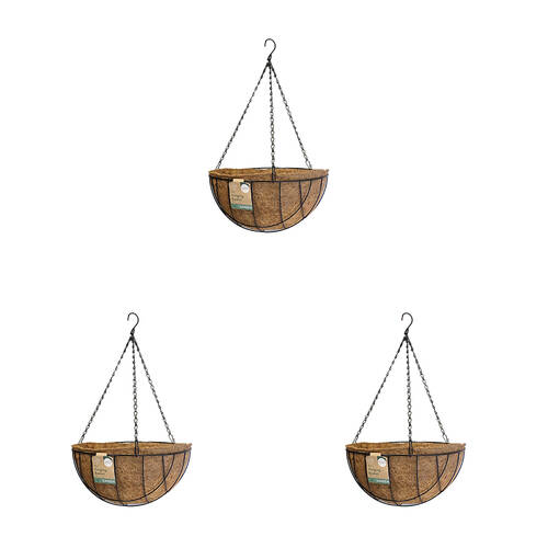 3PK Antheia Green Homewares Coconut Fibre Hanging Basket & Liner 35cm