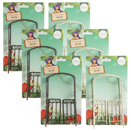 6PK Atheia Green Homewares Fairy Garden Metal Arch/Gateway Assorted