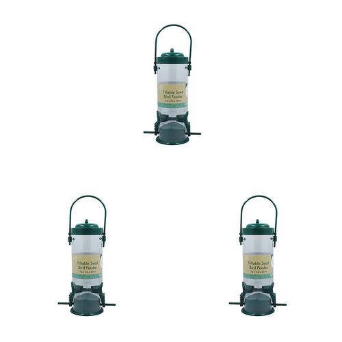 3PK Antheia Green Homewares Fillable Seed Bird Feeder Dark Green 20cm