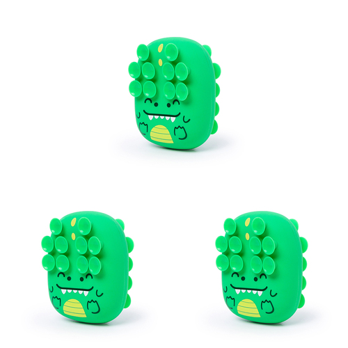 3PK Good Banana Suction Cup Fidget Dinosaur Squeeze Toy 13cm Green