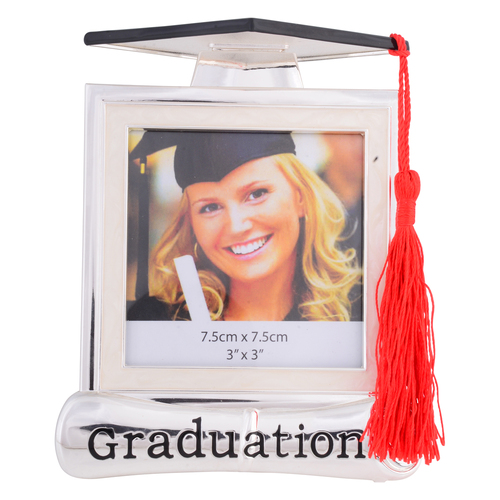 Gibson Gifts Graduation Hat 3x3'' Photo Frame Rectangle Silver