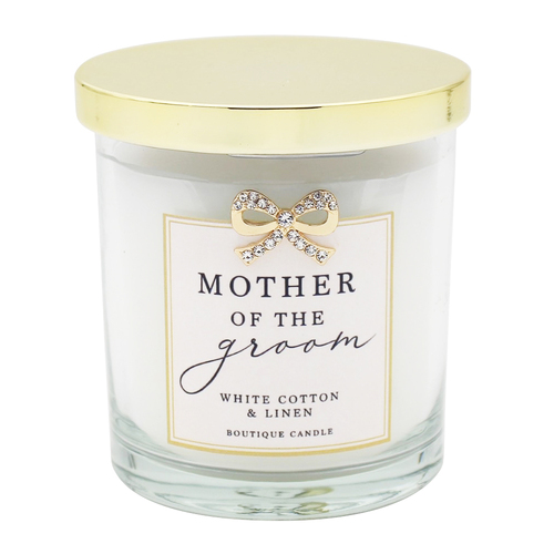 Gibson Gifts Jewelled Scented Candle White Cotton/Linen Scent Mother/Groom