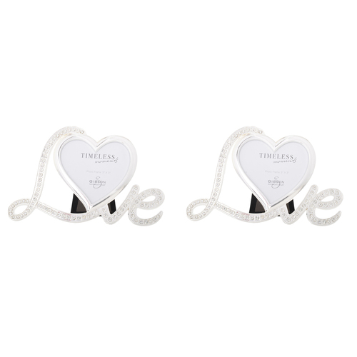 2PK Gibson Gifts Love Heart 3x3'' Photo Frame Home Decor Silver