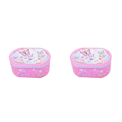 2PK Gibson Gifts Girls Butterfly Oval Musical Jewelry Box Holder