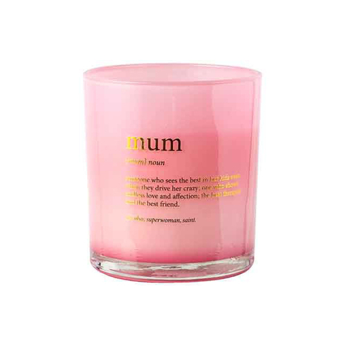 Mum Noun Vanilla Scented Pink Pearlescent Candle Round 12.5cm