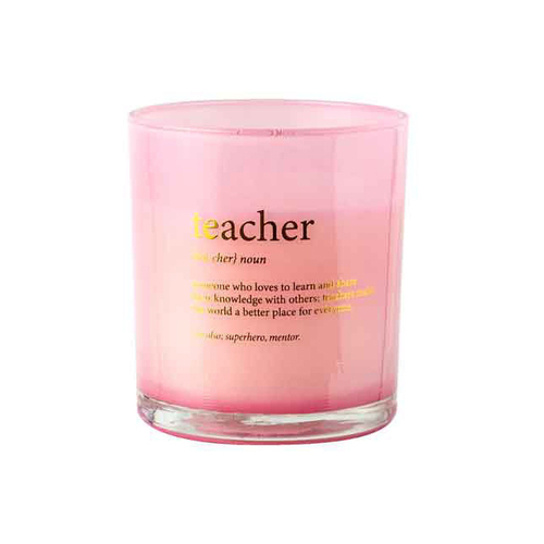 Teacher Noun Vanilla Scented Pink Pearlescent Candle  Round 12.5cm