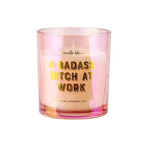 A Bad*ss B*itch At Work Vanilla Scent White Pearlescent Candle Round 12.5cm