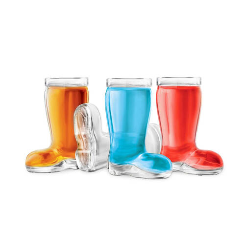 4pc Final Touch Boot Shot Glasses Set Drinkware 44ml - Clear