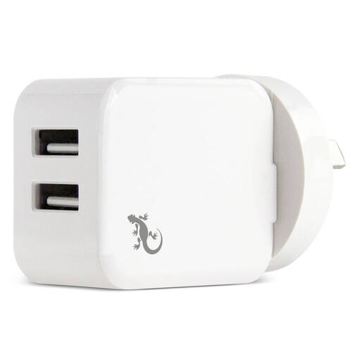 Gecko Dual USB 3.1A Smart Wall Charger - White