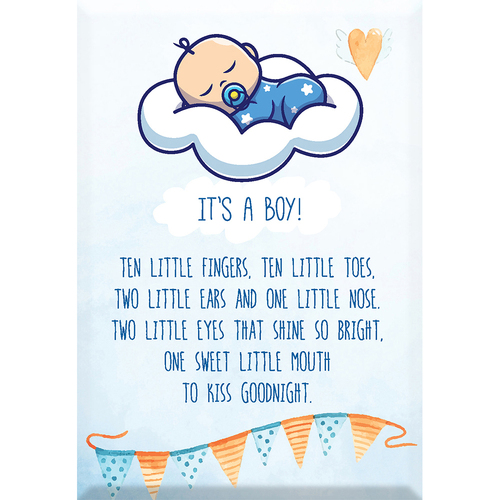 Glass Plaque Its A Boy 13 x 9cm Novelty Celebration Gift