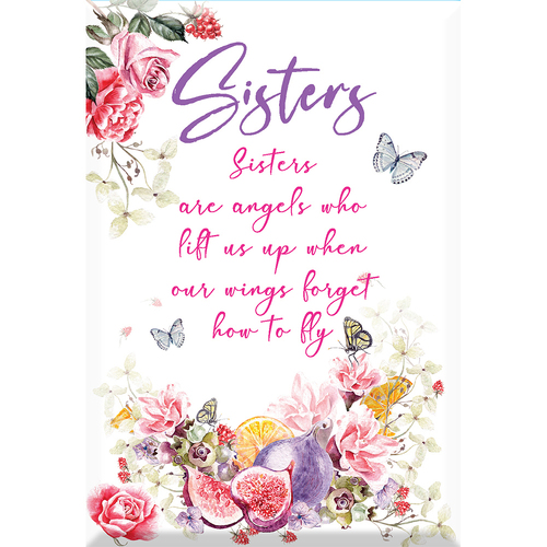 Glass Plaque Sisters 13 x 9cm Novelty Celebration Gift