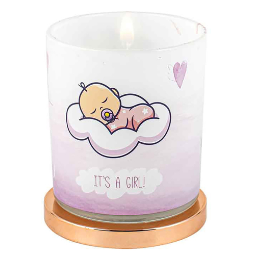 Its A Girl Candle Vanilla 45hr Burn Time 9 x 8cm Keepsake Gift Set