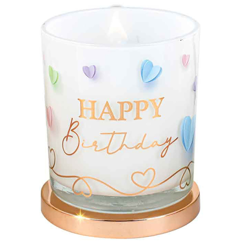 Happy Birthday Candle Vanilla 45hr Burn Time 9 x 8cm Keepsake Gift Set