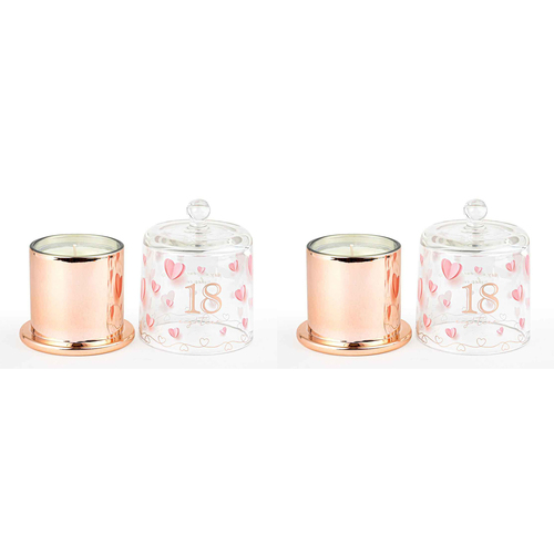 2PK 18th Paper Hearts Candle w/ Glass Cloche Vanilla Scent 45hr Burntime