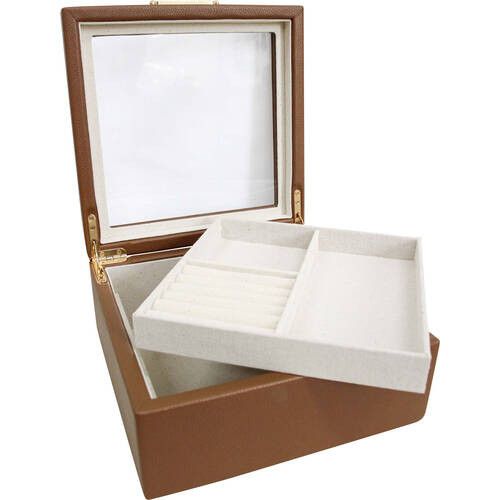 LVD Jewellery Box Square Storage Organiser 21x20.5cm - Tan