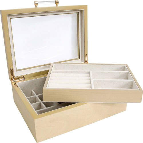 LVD Timber Large Jewellery Storage Box Organiser 21x16cm - Beech