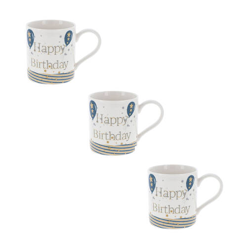 3PK Gibson Gifts Rush Happy Birthday Mens Mug R w/ Handle