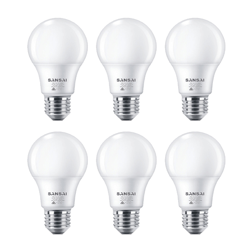 6PK Sansai LED Light Bulb A60 7W E27 Warm White