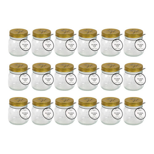 18PK The Styled Room 250ml Glass Olivia Preserving Jar - Clear/Gold