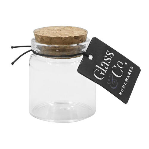 48PK Glass & Co Courtney 65ml Glass Jar w/ Cork Lid - Clear