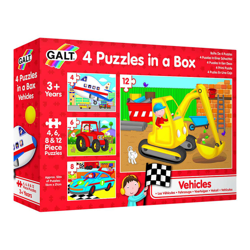 Galt 4 Puzzles In A Box Vehicles Kids/Childrens Toy 3y+