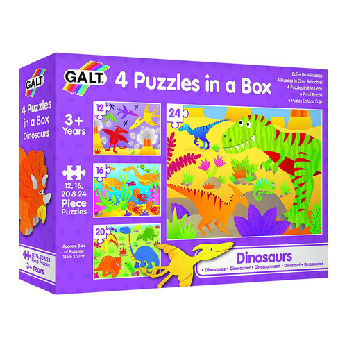 Galt 4 Puzzles In A Box Dinosaurs Kids/Childrens Toy 3y+