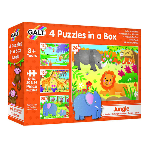 Galt 4 Puzzles In A Box Jungle Kids/Childrens Toy 3y+