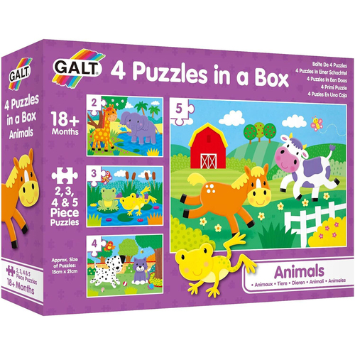 Galt 4 Puzzles In A Box Animals Kids/Childrens Toy 18m+