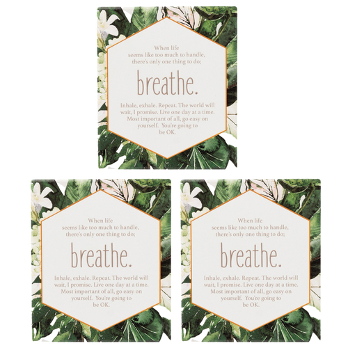 3PK Splosh Ceramic Greenhouse Mindfulness Verse Plaque w/ Stand & Hook 12x14cm