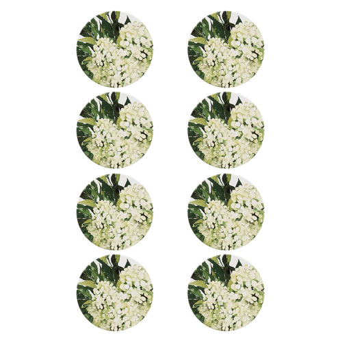 8PK Splosh Greenhouse 11cm Ceramic Green Floral Coaster Drink Mat Round