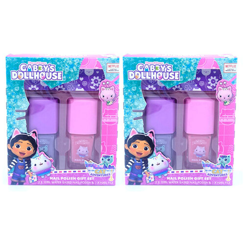 2x 3pc Gabbys Dollhouse Kids/Children Nail Polish Set 6y+