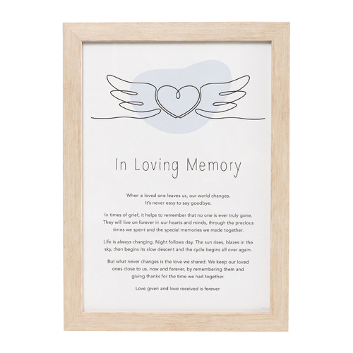 Splosh Gift Of Words In Loving Memory Message Plaque 24x32.5cm