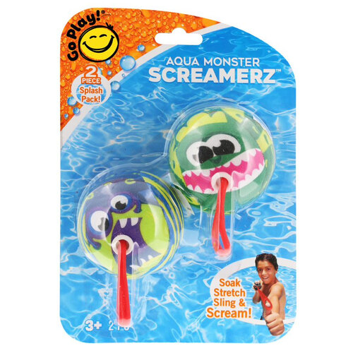 2PK Go Play Aqua Monster Screamerz Stretchable Pool Toy Kids 3y+