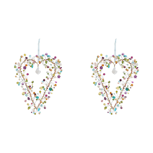 2PK LVD Beaded Heart Xl Mystique Decorative Sculpture Home/Lounge Decor