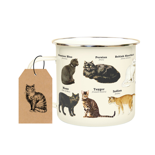 Gift Republic 500ml Cats Enamel Coffee Mug w/ Handle