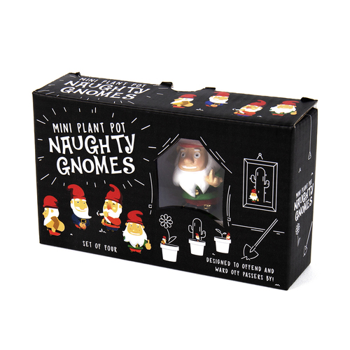 4pc Gift Republic Naughty Gnomes Pot Planters Mini Statues