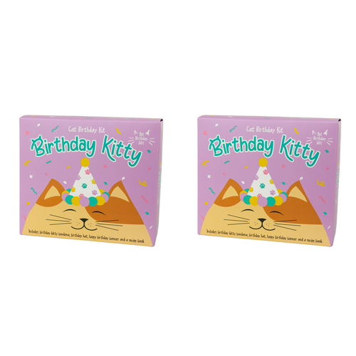 2PK Gift Republic Kitty/Cat Birthday Celebration Kit w/ Treat Recipe Book