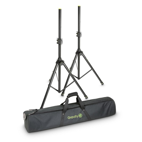 2pc Gravity SS5212BSET1 Steel Stand w/ Carrying Bag For Speaker Black