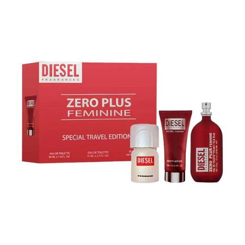 3pc Diesel Zero Plus Ladies EDT Spray & Body Lotion Set 75ml/100ml/30ml