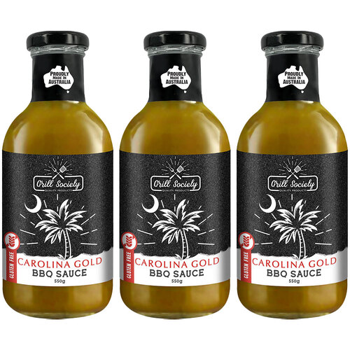 3PK Grill Society BBQ Carolina Gold Sauce Gluten Free Condiment 550g