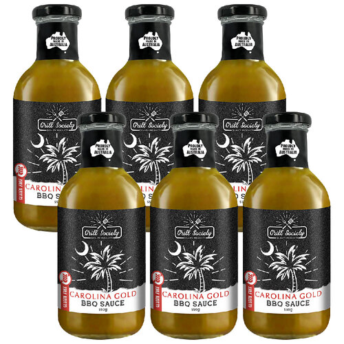 6PK Grill Society BBQ Carolina Gold Sauce Gluten Free Condiment 550g