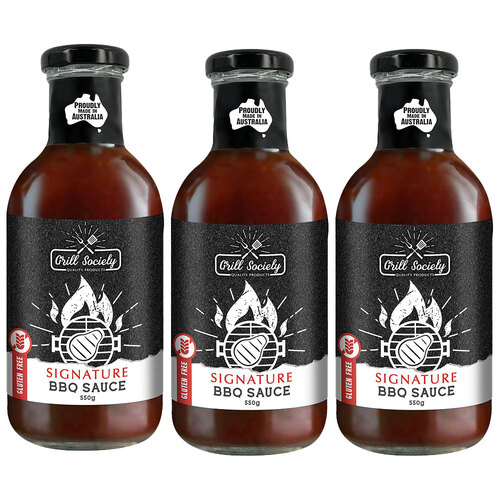 3PK Grill Society BBQ Signature Sauce Gluten Free Condiment 550g