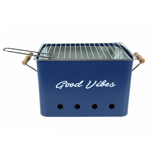 Good Vibes 22x43cm Charcoal Portable Beach BBQ - Navy