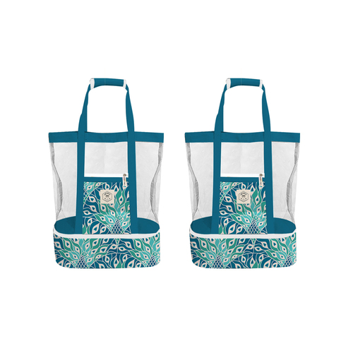 2PK Good Vibes 2 In 1 Beach Cooler Bag Peacock Paradise 45x44x18cm