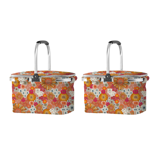 2PK Good Vibes Market Cooler Bag Retro Summer 46x25x26cm